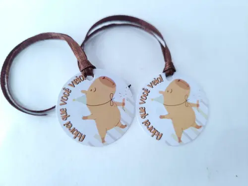 Tag Capivara para Pendurar na Lembrancinha com Fita
