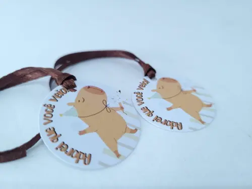 Tag Capivara para Pendurar na Lembrancinha com Fita