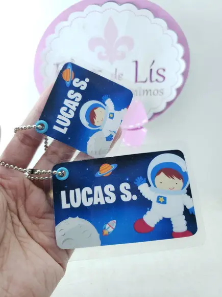 Tag Chaveiro Escolar Astronauta para Mochila e Lancheira