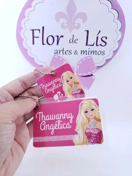 Tag Chaveiro Escolar Barbie para Mochila e Lancheira