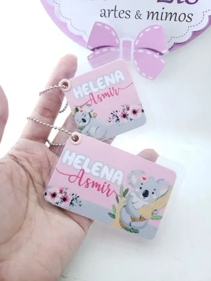 Tag Chaveiro Escolar Coala para Mochila e Lancheira