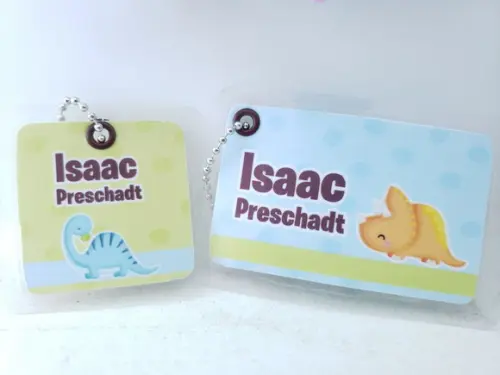 Tag Chaveiro Escolar Dinossauro para Mochila e Lancheira