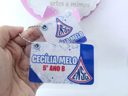 Tag Chaveiro Escolar Logo da Escola para Mochila e Lancheira