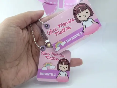 Tag Chaveiro Escolar Menina Mochila e Lancheira Arco Íris