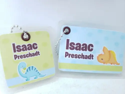 Tag Chaveiro Escolar Dinossauro para Mochila e Lancheira