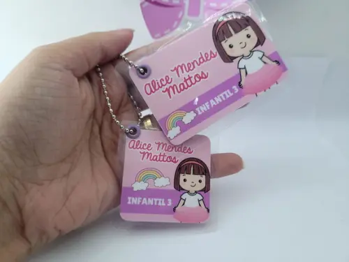Tag Chaveiro Escolar Menina Mochila e Lancheira Arco Íris