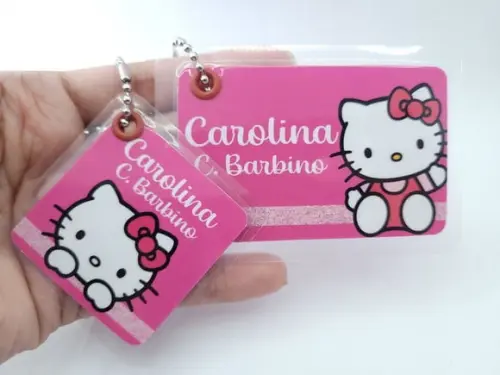 Tag Chaveiro Escolar Menina Mochila e Lancheira Pink