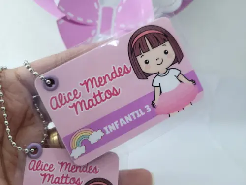 Tag Chaveiro Escolar Menina Mochila e Lancheira Arco Íris