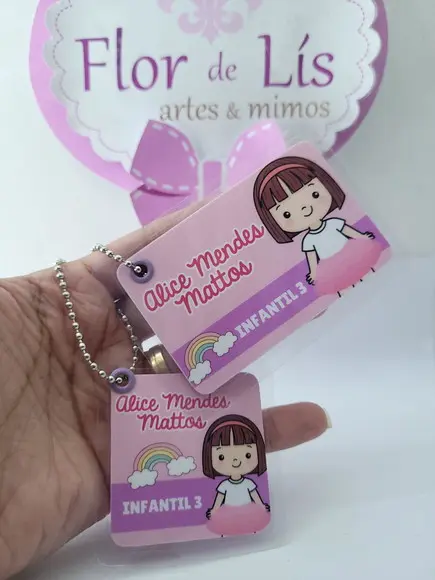 Tag Chaveiro Escolar Menina Mochila e Lancheira Arco Íris