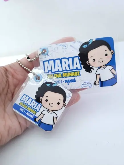 Tag Chaveiro Escolar Menina para Mochila e Lancheira