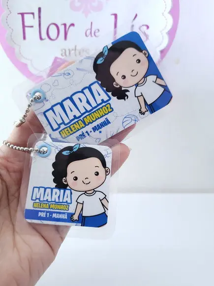 Tag Chaveiro Escolar Menina para Mochila e Lancheira