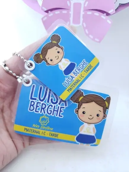 Tag Chaveiro Escolar Menina para Mochila e Lancheira