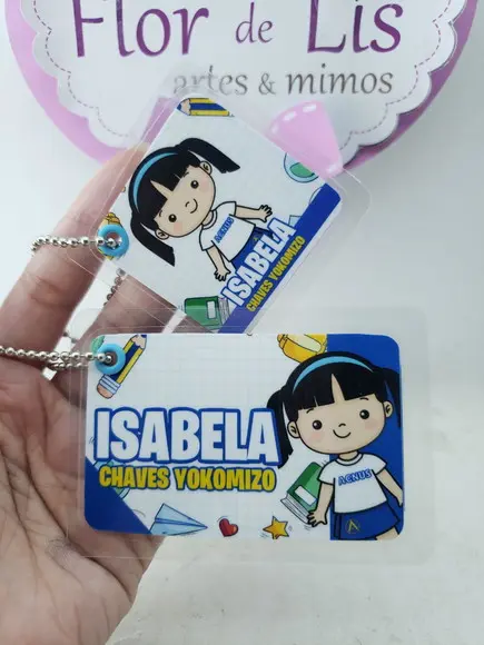 Tag Chaveiro Escolar Menina para Mochila e Lancheira