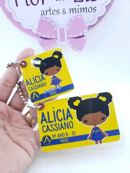 Tag Chaveiro Escolar Menina para Mochila e Lancheira
