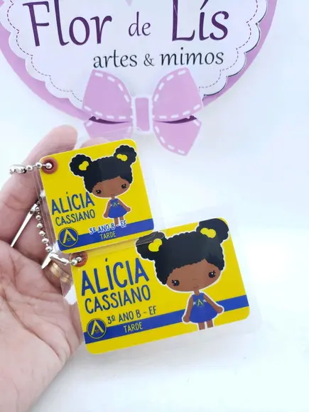 Tag Chaveiro Escolar Menina para Mochila e Lancheira
