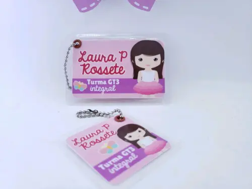 Tag Chaveiro Escolar Menina para Mochila e Lancheira
