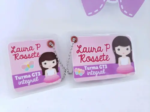 Tag Chaveiro Escolar Menina para Mochila e Lancheira
