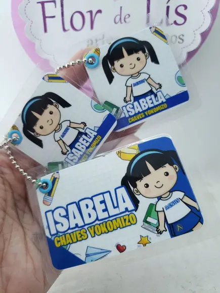 Tag Chaveiro Escolar Menina para Mochila Lancheira e Estojo