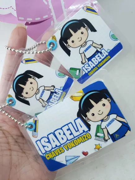 Tag Chaveiro Escolar Menina para Mochila Lancheira e Estojo
