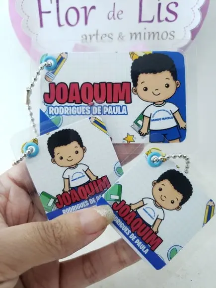 Tag Chaveiro Escolar Menino para Mochila Lancheira e Estojo