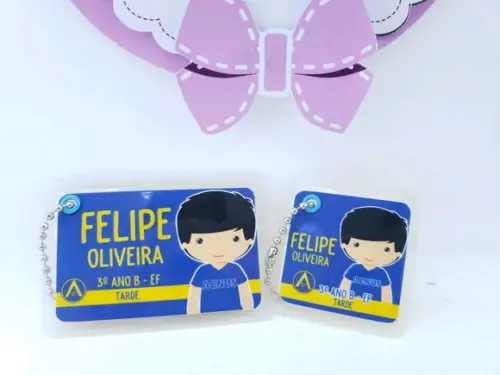 Tag Chaveiro Escolar Menino para Mochila e Lancheira