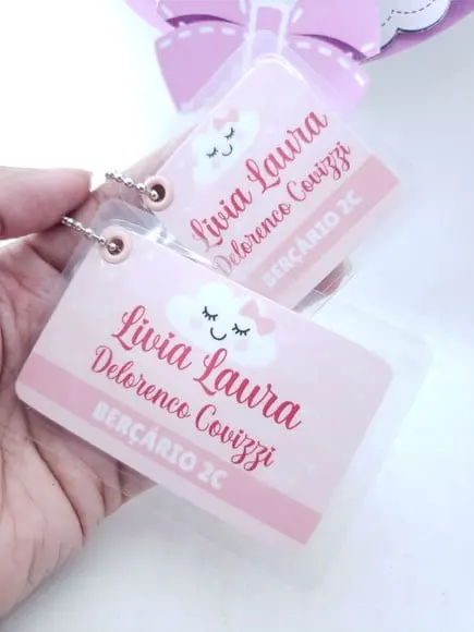 Tag Chaveiro Escolar Nuvem Menina para Mochila e Lancheira