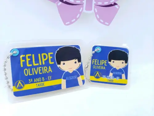 Tag Chaveiro Escolar Menino para Mochila e Lancheira