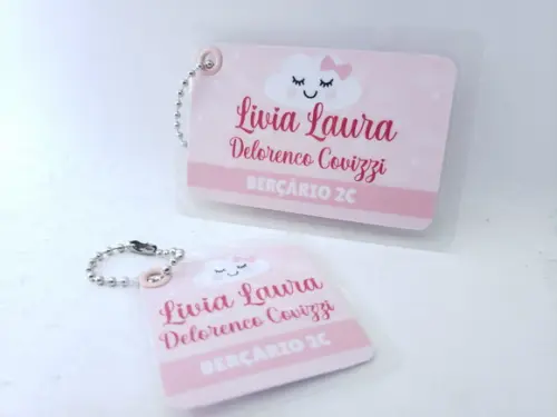 Tag Chaveiro Escolar Nuvem Menina para Mochila e Lancheira