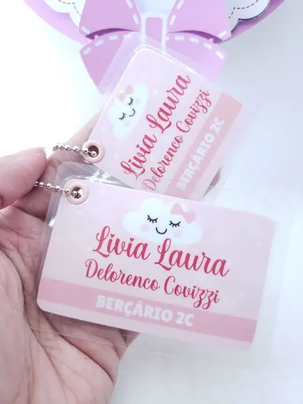 Tag Chaveiro Escolar Nuvem Menina para Mochila e Lancheira
