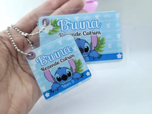 Tag Chaveiro Escolar Stitch Menina para Mochila e Lancheira