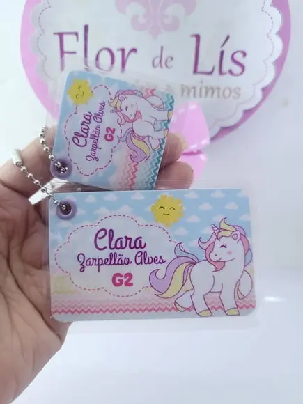 Tag Chaveiro Escolar Unicórnio para Mochila e Lancheira