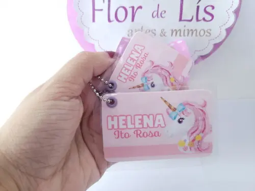 Tag Chaveiro Escolar Unicórn para Mochila Lancheira e Estojo
