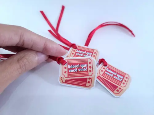 Tag para Pendurar Cinema Circo com Fita Lembrancinha Ticket