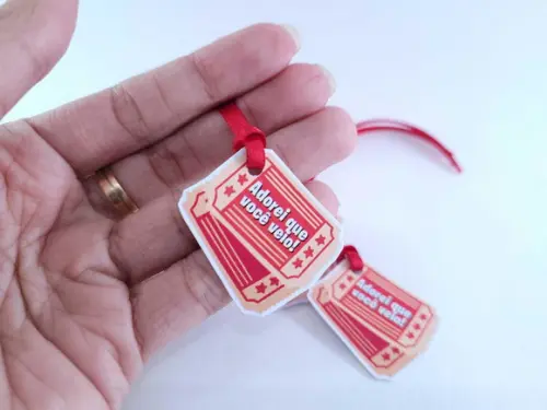 Tag para Pendurar Cinema Circo com Fita Lembrancinha Ticket