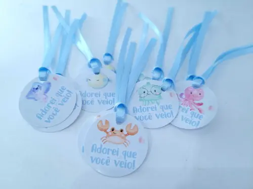 Tag para Pendurar Fundo do Mar Aquarela com Fita