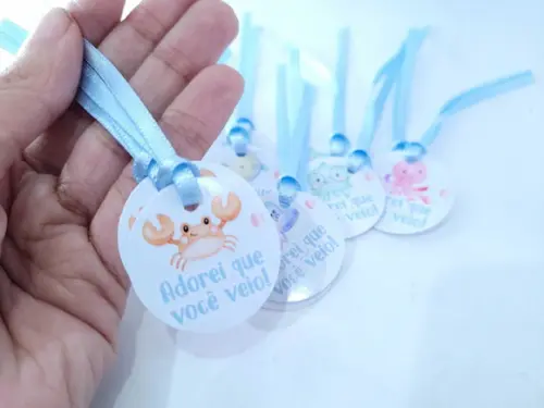 Tag para Pendurar Fundo do Mar Aquarela com Fita