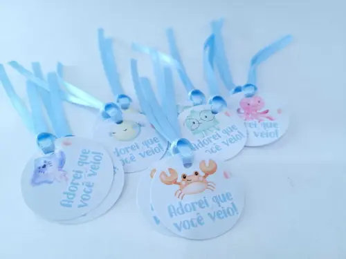 Tag para Pendurar Fundo do Mar Aquarela com Fita
