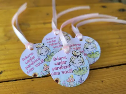 Tag para Pendurar Jardim Encantado das Fadas com Fita