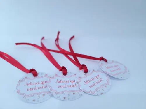 Tag para Pendurar Jardim Floral Aquarela com Fita