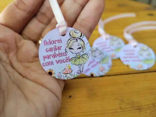 Tag para Pendurar Jardim Encantado das Fadas com Fita