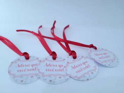 Tag para Pendurar Jardim Floral Aquarela com Fita