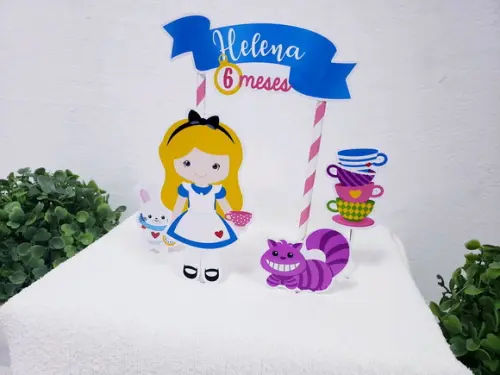 Topo de Bolo Alice no País das Maravilhas Topper Mesversário