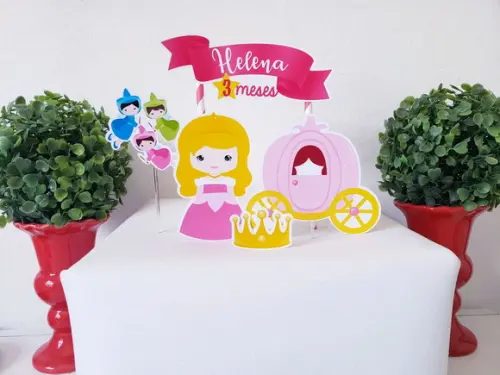 Topo de Bolo Bela Adormecida Cake Topper Mesversário