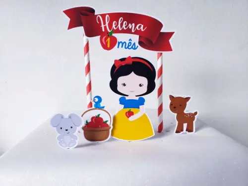 Topo de Bolo Branca de Neve Cake Topper Mesversário