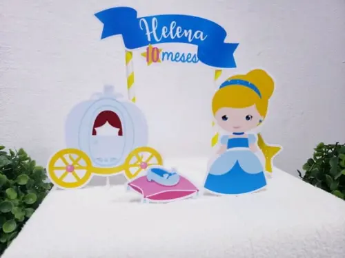 Topo de Bolo Cinderela Topper Mesversário