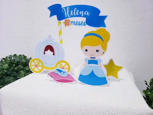 Topo de Bolo Cinderela Topper Mesversário