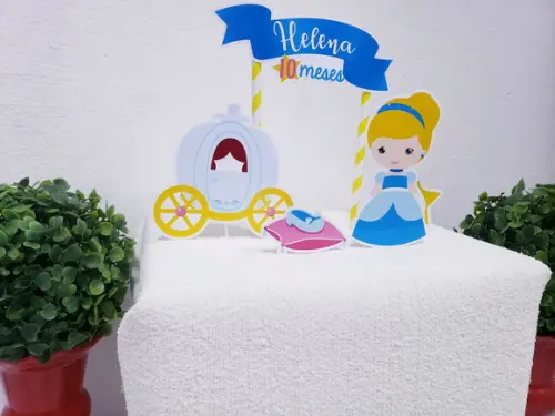 Topo de Bolo Cinderela Topper Mesversário