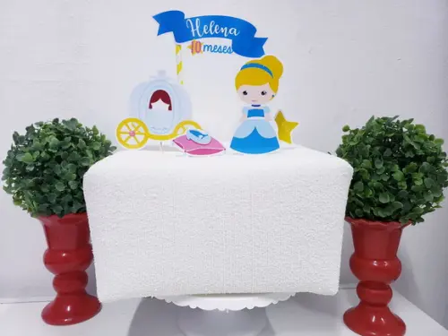 Topo de Bolo Cinderela Topper Mesversário