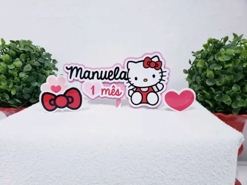Topo de Bolo Hello Kitty com Apliques Mesversário