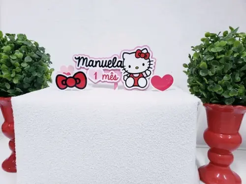 Topo de Bolo Hello Kitty com Apliques Mesversário